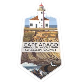 Die Cut Sticker Cape Arago Lighthouse, Oregon, Oregon Coast, Contour Vinyl Sticker 1 to 3 inches (Waterproof Decal for Cars, Water Bottles, Laptops, Coolers), Small