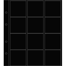 Prophila Collection 10 coin holder sheets, each with 12 compartments for coin holders (50 x 50 mm), with 10 black cardboard interleaves