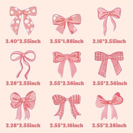 9Pcs Pink Bow Iron On Patches Cute Buffalo Plaid Polka Dot Ribbon Bowknot Sew on Repair Embroidered Applique Coquette Bowcore Girly Aesthetic DIY Crafts Gift for Girls Women Clothing Backpack Hat