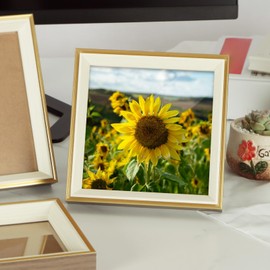 marysgift Square Picture Frames 6x6 Inch Photo Frame with Mount for Home Decoration, Brown, 6x6