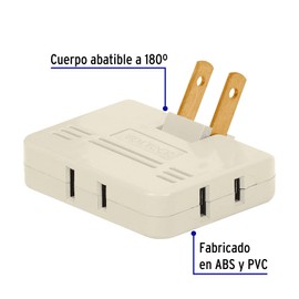 Volteck MUL-340, Multicontacto triple, tipo bisagra, entradas laterales