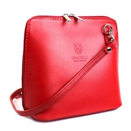 LeahWard Women's Italy Genuine Leather Cross Body Bag Small Quality Handbags (RED H16cm x W18cm x D8cm)