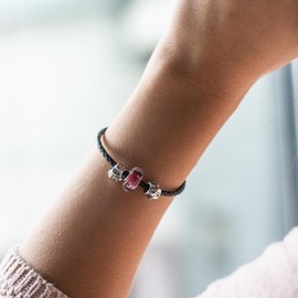 Materia #A58 Women's / Men's Leather Bracelet Beads 3 mm Black Rhodium-Plated 17-22 cm Made in Germany, Sterling Silver