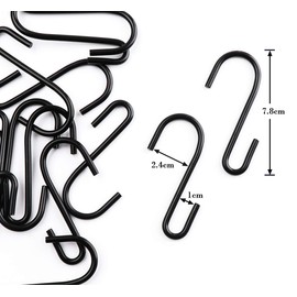 ilauke 20 Pack S Shaped Hooks Heavy Duty S Hooks Hanging Hanger Hooks for Kitchen Bedroom and Office (Black)