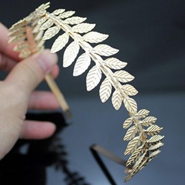SALOCY Headbands Leaf Branch Bridal Hair Crown Head (Gold)