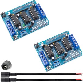 Youmile Pack of 2 L293D DC Motor Drive Expansion Shield Stepper Motor Drive Shield Expansion Board with DC Socket Cable for Arduino Duemilanove Raspberry Pi