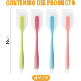 Kit 4 pzs Espátula Miserable Silicón, Espátulas Flexibles, Accesorios para Cocina, Manijas Antideslizantes son Fáciles de Almacenar, Perfecto para Utensilios Reposteria,Hornear, Batir Crema y Pasteles