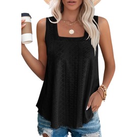 WEESO Spring Tops for Women Sleeveless Tank Tops Loose Fit Womens Summer Tops 2025 Beach Vacation Clothes Beach Fashion Black XL