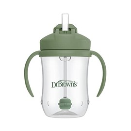 Dr. Brown'S- Vaso de Entrenamiento con Pajita con Peso Milestones Baby's First, 9 oz/270 ml, Verde Oliva, sin BPA, 6 Meses en adelante