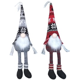 Admired By Nature, Nordic Nisse Gnome, ABN5D001R-RDGY, Christmas Gnomes, Plush Tomte Gnome Swedish, Scandinavian Style Décor, Set of 2, Home Décor, Red/Grey,X Small