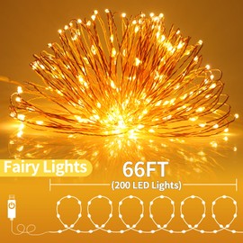 2 Pack Fairy Lights 132FT 400 LED Twinkle Copper Wire Lights 8 Light Modes USB Powered with Remote and Timer, Outdoor Waterproof String Lights for Indoor Outdoor Bedroom Wedding Party Decoration.