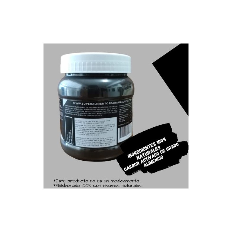 Polvo de Carbon Activado para Perros, Gatos, Mascotas y Ganado