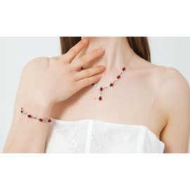 GZWHD Red Garnet Silver Jewelry Set for Wedding Bride Bridesmaid Necklace Earring Bracelet Set for Women Birthstone Gift