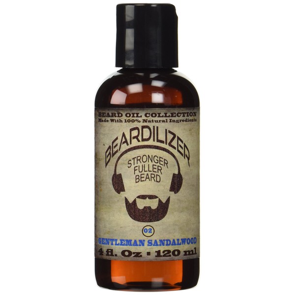 Beardilizer ® Beard Oil Collection - #2 Gentleman Sandalwood 4 Oz - Made with 100% Natural Ingredients (Gentleman Sandalwood #2)