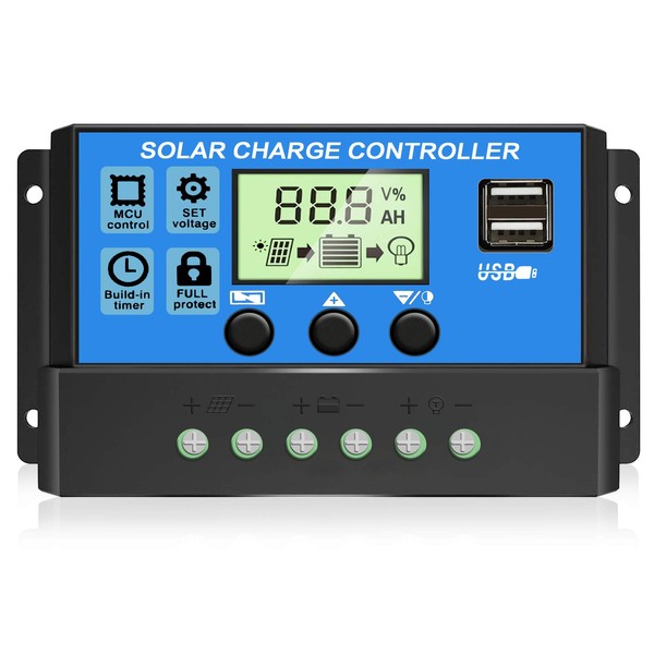 [Upgraded] 30A Solar Charge Controller, 12V/ 24V Solar Panel Regulator