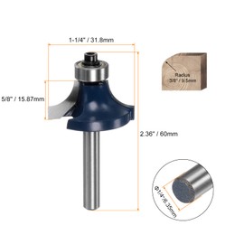 HARFINGTON 2pcs Roundover Router Bit 1/4 Shank 3/8" Radius Carbide Tipped Edge Rounding Over Bit with Bearing Guide, Woodworking Milling Rounding Tool