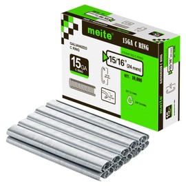 meite 15 Gauge 3/4" Hog Rings, Galvanized Hog Ring Staples for SC7C, SC7C-I2 Hog Ring Stapler, C Ring Staples for Mattress Springs, Seat Assembly, Wire Cages (10,000 Counts)