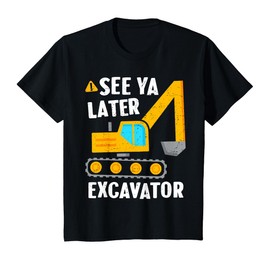 Kids See Ya Later Excavator Funny Construction Boys Toddler Retro T-Shirt