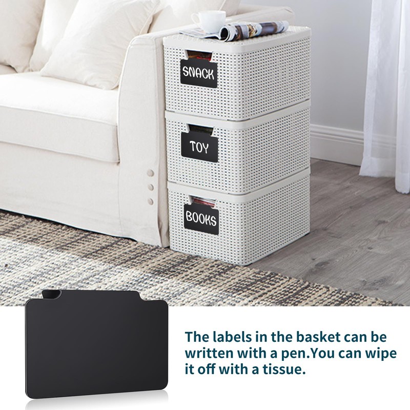 Azushwer 10 Pcs Labels for Baskets, Black Premium Bin Basket