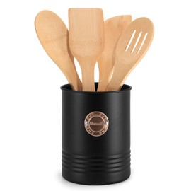 EHC Space Saving Utensil Organiser Storage Holder Tin, Black, 15 x 12.5 cm, 1L