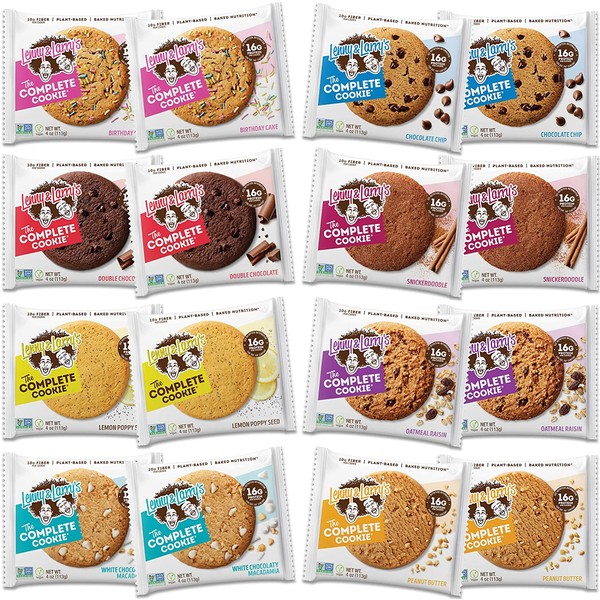 Lenny & Larry's The Complete Cookie, 8 Flavor Variety Pack, Soft Baked, 16g Plant Protein, Vegan, Non-GMO, 4 Ounce Cookie (Pack of 16)