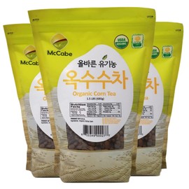 McCabe Organic Corn Tea - Roasted Corn Tea | USDA and CCOF Certified | Non-GMO Whole White Corn | Roasted and Packed in USA | 1.5 lbs (24 Oz) Pack of 3