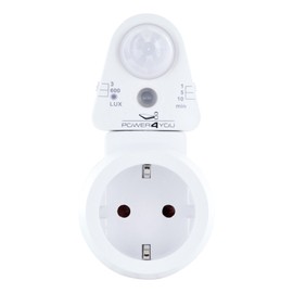 SCHWAIGER 661552 Intermediate Socket PIR Motion Sensor Socket Adapter Light Sensor Twilight Sensor Night Light Rotatable 100° 8 m Range White