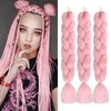 Pink Braiding Hair Extensions Synthetic Braid for Crochet Box Twist