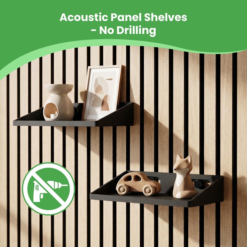 GEEKHOM Acoustic Panel Shelves 2 Pack: No Drill Floating Shelves