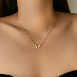 SEPTBIEN 18K Gold Plated Double Layer Necklace Set for Women Adjustable Dainty Chain