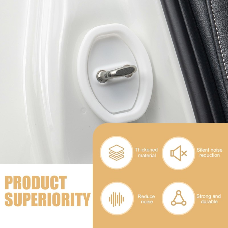 Polcatay 2 PCS Car Door Latch Cover, Silent Buffer Rust-Proof