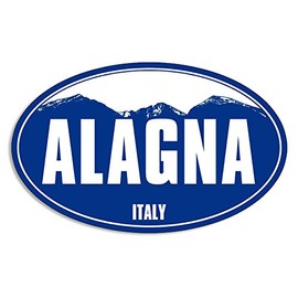 Ov al Blue Mountain ALAGNA Sticker (Snow ski Skiing Resort)