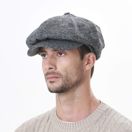 WITHMOONS Newsboy Hat Wool Felt Simple Ivy Cap SL3525 (Grey)