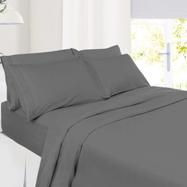 Nestl Queen Sheet Set - 6 PC Soft Microfiber Deep Pocket Queen Bed Sheet Set - Shrinkage and Fade Resistant Bedding Sheets & Pillowcases - Queen, Dark Gray