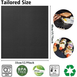 6 Pcs Oven Liners for Fan Assisted Ovens, Teflon Sheet, 33X40cm Baking Sheet, Oven Liner, Baking Sheets, Nonstick Reusable Barbecue Baking Mat Cooking Mats, for Electric Grill Gas Charcoal BBQ