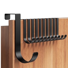 Menz Door Hooks for Hanging, Set of 10 in Black - Stainless Steel Clothes Hooks Door, Individually Usable Hooks for Hanging in J Shape, Sturdy Door Coat Rack with High Load Capacity, Door Hook Rail