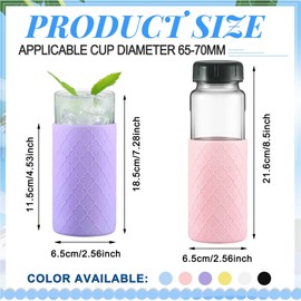 Qeeenar Water Bottle Silicone Sleeves for 18-20 oz Bottle Glass Bottle Protector, Reusable Silicone Sleeve for Water Bottle Anti Slip Protective Holders for Drink Smoothies
