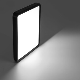 ZMH Ceiling Light LED Ceiling Light Bathroom Bedroom Lamp Flat Bathroom Lamp Black 23 cm 6500 K Ceiling Lighting 18 W Kitchen Lamp Bedroom Hallway Lamp Square Bathroom Lamp IP44 for Kitchen Hallway