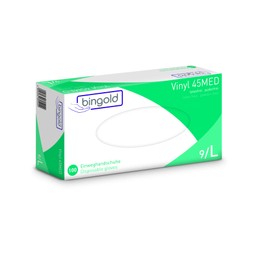 BINGOLD Disposable Vinyl Gloves 45MED Transparent Size L Pack of 100