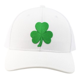 YEANIY M,L,XL,2XL St Patricks Day Green Shamrock Trucker Hat, Clover Baseball Caps for Men-White