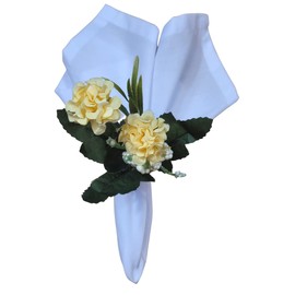 Maison Charlô | Set of 4 Napkin Rings Chrysanthemum Charm | Napkin Ring Holders for Formal/Casual, Dining Table Decor (Duo Yellow)