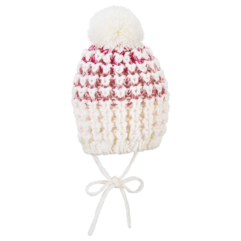Sterntaler Baby Girls' Knitted Bobble Hat, ecru