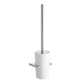 TATAY TATAY Toilet Brush Wall-Mounted | Screws Included | 100% Inox Ceramic and Zamak | Compact and Functional Toilet Brushes | 9.5 x 8.5 x 37 cm - Ronda Collection - White