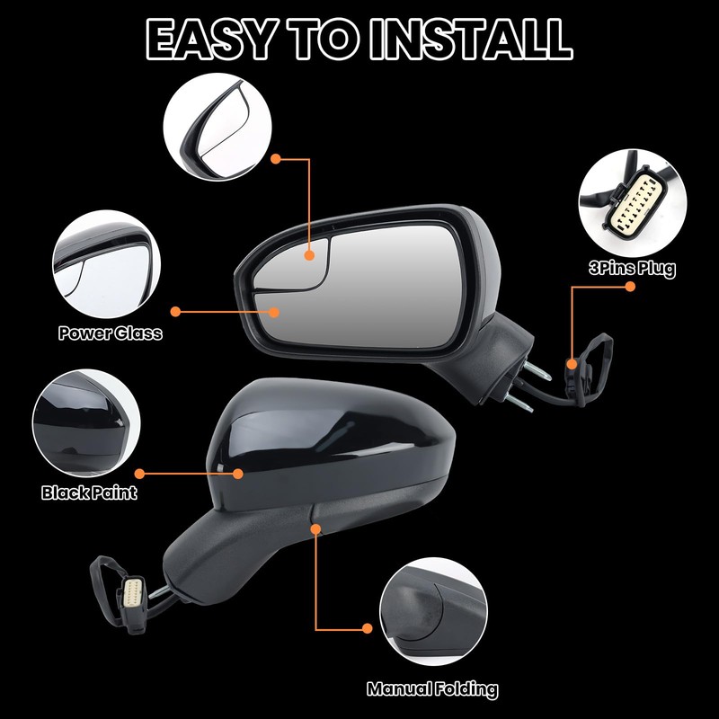 Clidr Driver Side Mirror Compatible with 2016 2017 2018 2019