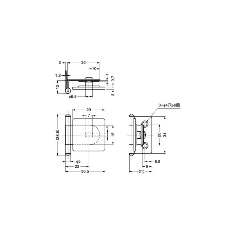 LAMP GH34-0CR-K Chrome-Plated Square Internal Wood Hinge for Glass/Acrylic Doors
