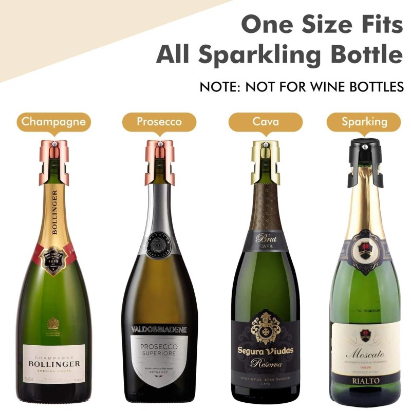 HYZ Champagne Stoppers 3-Pack, Stainless Steel Sparkling Wine Bottle Stopper