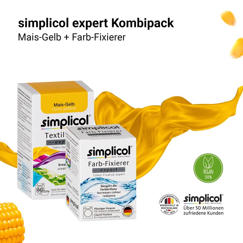 simplicol Expert Textile Paint + Colour Fixer Combo Pack, Corn