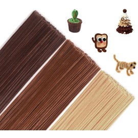 Brown Pipe Cleaners, 150 Pieces Chenille Stems Craft, 12 inch Long Fluffy Pipe Cleaners for Creative DIY Art Craft Projects, Home Decoration Supplies (6 mm x 30 cm, Brown Series-3 Colors)