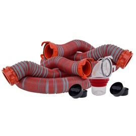 Valterra Viper 20-Foot RV Sewer Hose Kit, Universal Sewer Hose for RV Camper, Includes 2 Attachable 10-Foot Hoses with Rotating Fittings, 90 Degree ClearView Sewer Adapter and 4 Drip Caps