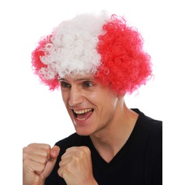 WIG ME UP - MMAM-15M Wig Carnival Afro Fan Wig Football World Cup Red White Red Austria